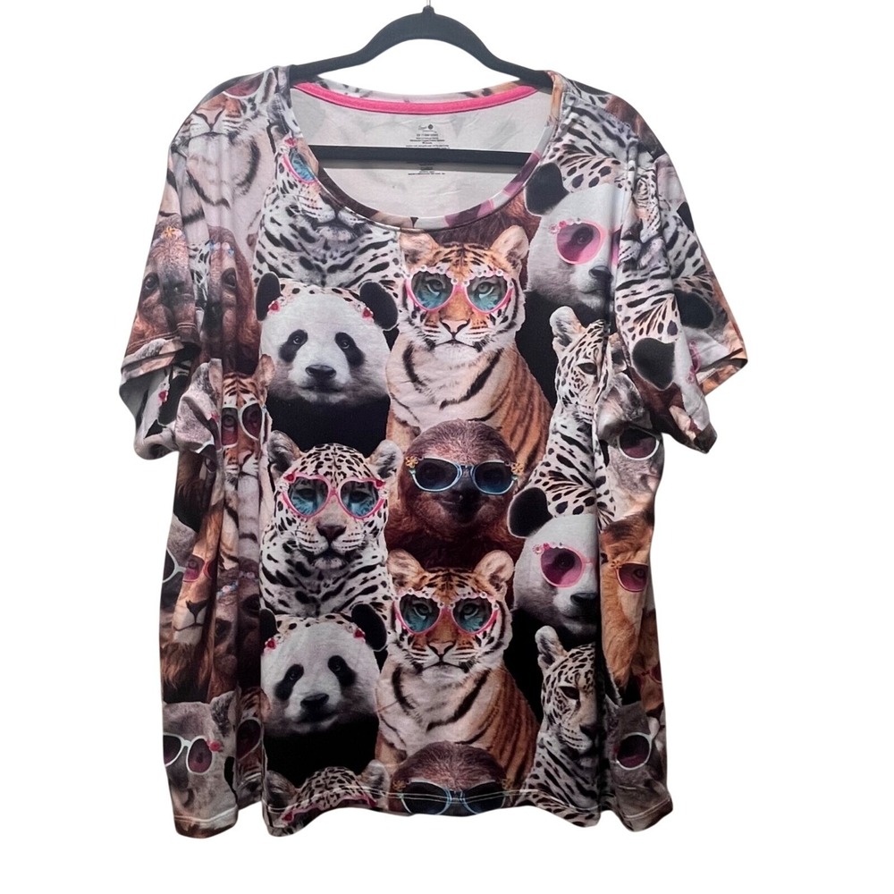 Secret Treasures Sleep Top Womens Multicolor Animal Sunglasses Print 2X